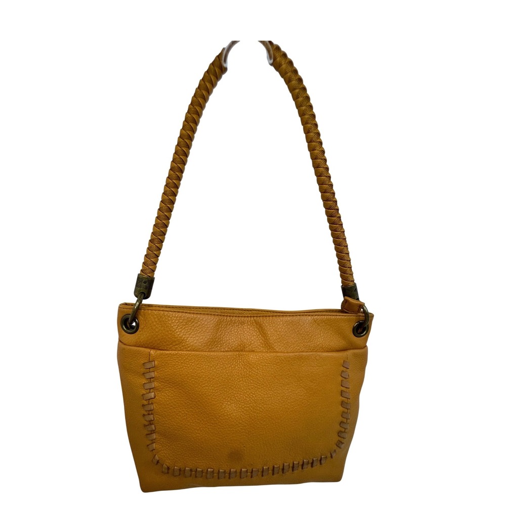The Sak‎ Flores Leather Shoulder Bag Amber Color Braided Strap Hobo Boho Western